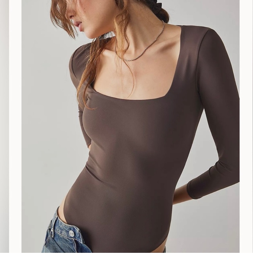 Intimately Free People Brown Truth or Square Duo Bodysuit Size Extra Small